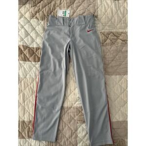 NIKE Boys XL Vapor Select Baseball Pants Gray Red Stripe BQ6443-056